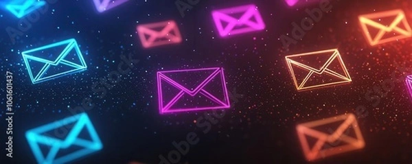 Fototapeta Colorful email icons on a dark background