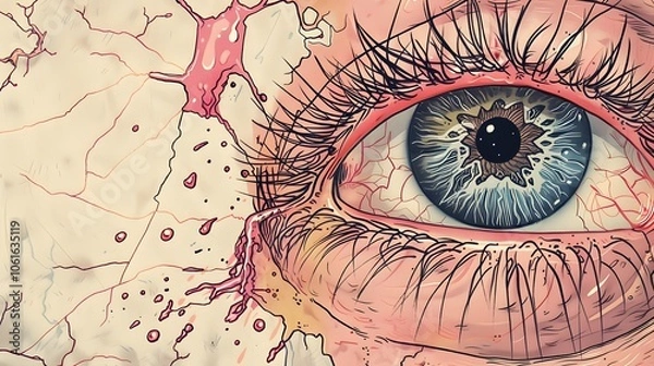 Fototapeta Surreal and Captivating Macro Eye with Vibrant Digital Textures and Abstract Patterns