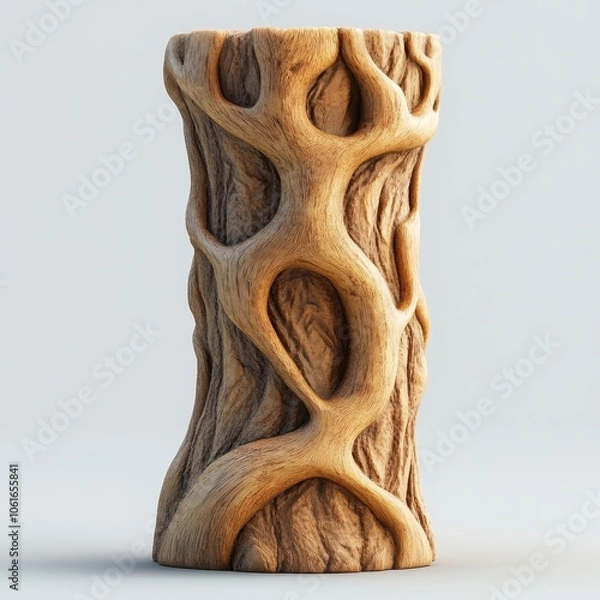 Fototapeta Carved Wooden Sculpture with Organic Abstract Patterns