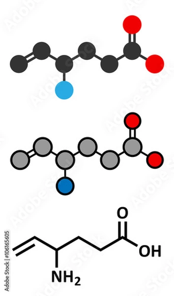 Fototapeta Vigabatrin epilepsy (seizures) drug molecule. Suicide inhibitor