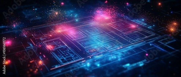 Fototapeta Blueprints of Interaction, Digital Product Design and User Experience UX