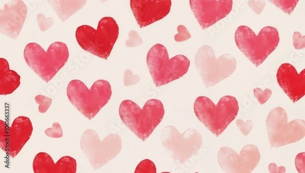 Obraz pattern background with red and pink hearts