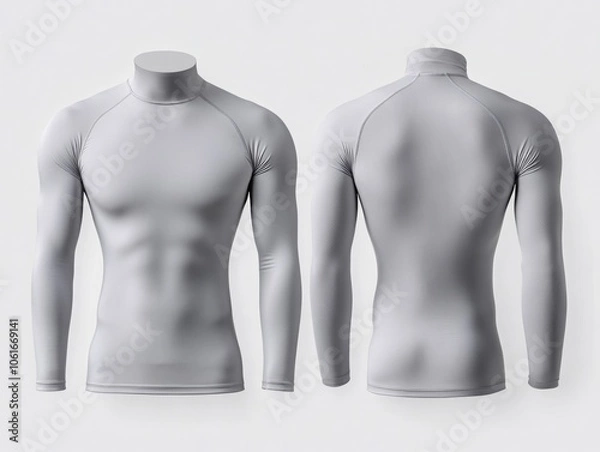 Fototapeta blank white rash guard mockup front and back view.
