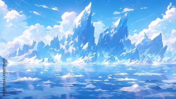 Fototapeta Iceberg, colorful anime style