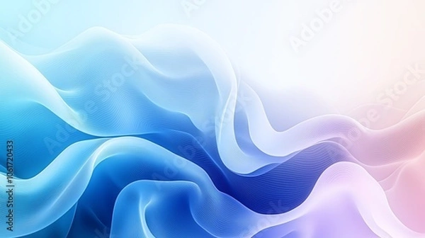 Fototapeta Abstract gradient blue and white moving wave background.