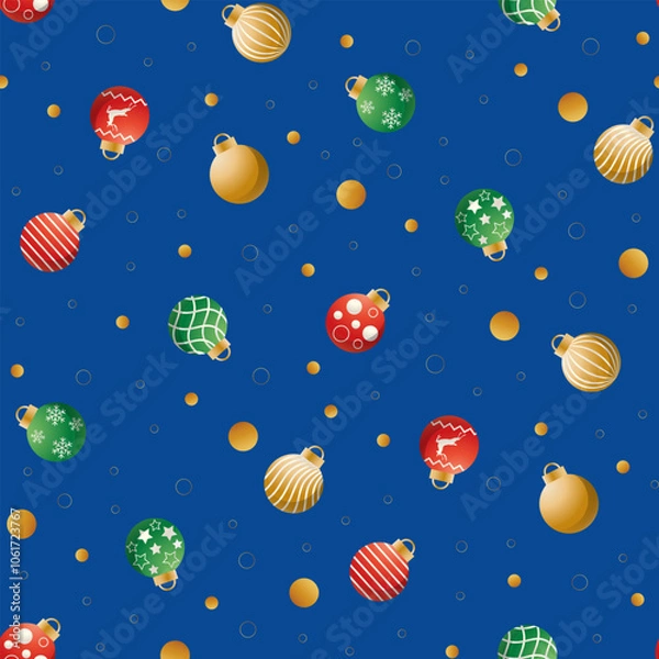 Fototapeta Christmas Seamless Pattern. Christmas and New year Holiday Repeatable Pattern. Decorative Elements Texture for Wallpaper, Gift Wrapping paper, Card or Banner Template or Fabric Textile Prints.