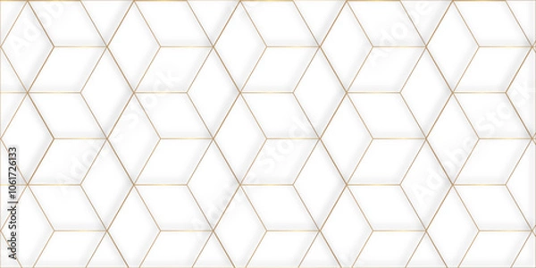 Fototapeta Mondrian style of diagonal square pattern vector. Design geometric tile gold on black background. Modern style of hipster isolated. Monochrome concept. diamond pattern background.	