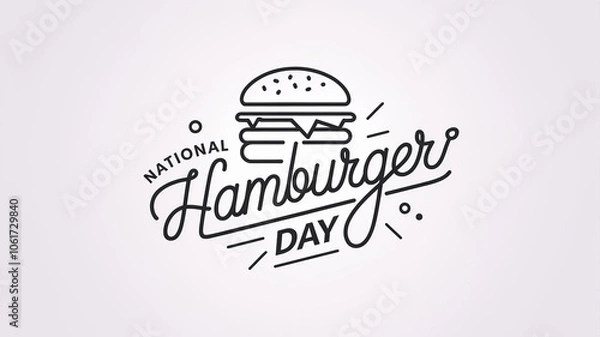 Obraz National Hamburger Day lettering, party greeting card, calligraphy poster, generative AI