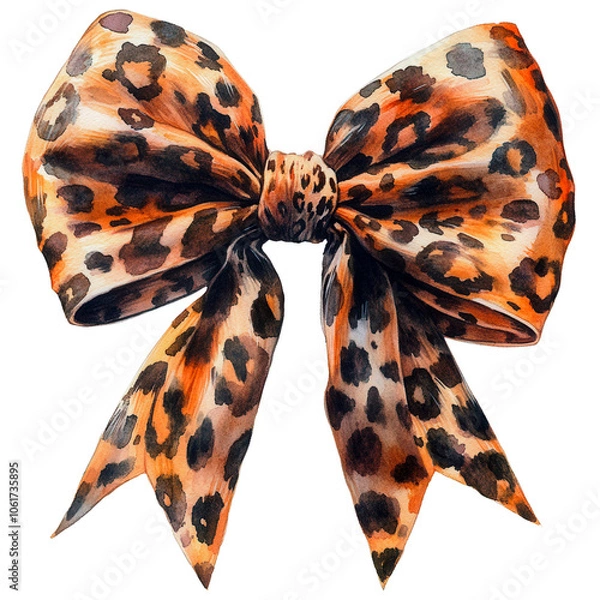 Fototapeta Cute Santa Faces with Leopard Print Hats, Santa Claus illustrations wearing leopard print hats and festive bows, accented with holly berries for a playful holiday theme. - Leopard Print coquette Bow

