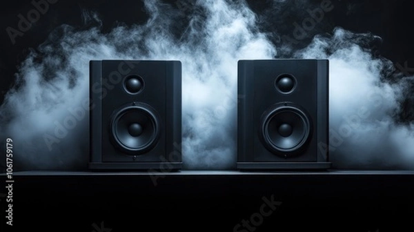 Fototapeta Stylish Speakers with Smoke Background
