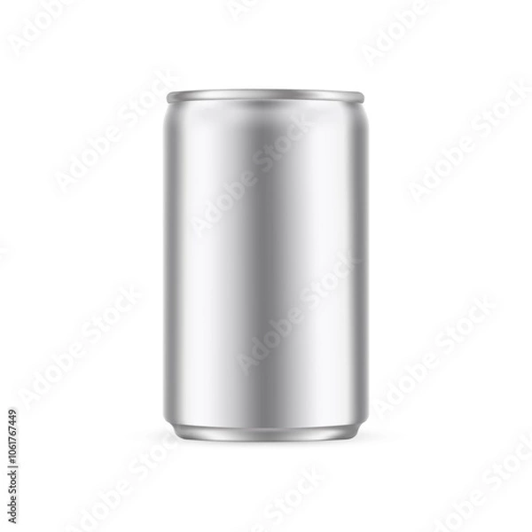 Fototapeta Small Metallic Can For Energy Drink Or Soda, Isolated On White Background. Vector Illustration