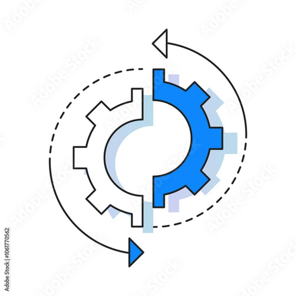 Obraz Limitations Mismatch Icon – A Gear Split Down the Middle with Mismatched Halves, Symbolizing Incompatibility or System Limitations