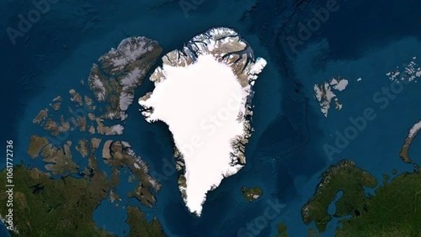 Obraz 4K Greenland Territory Map, High Resolution Satellite View, Widescreen 4K Resolution
