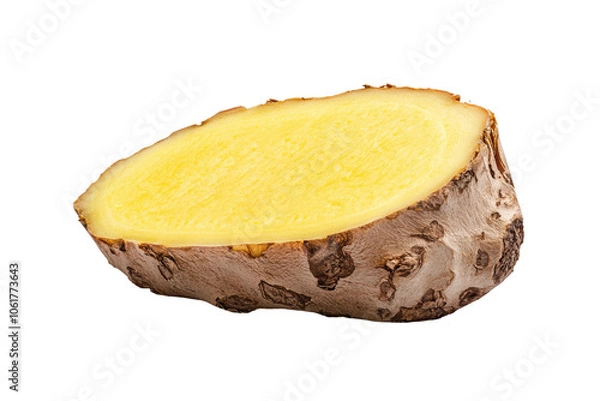Fototapeta Fresh Ginger Root Slice Isolated on White Background