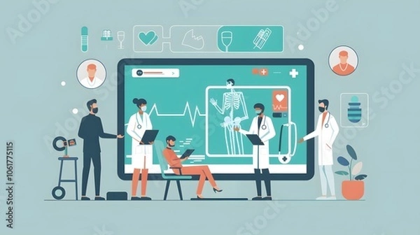 Fototapeta Cutting Edge Healthcare Dashboard Revolutionizing Patient Care and Diagnostics