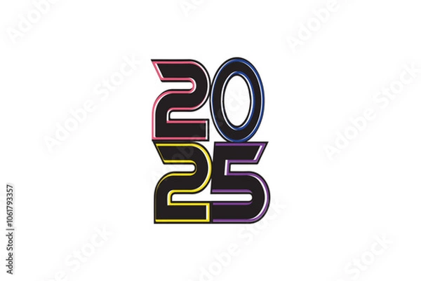 Fototapeta 2025 new year stylish text design for template and banner 