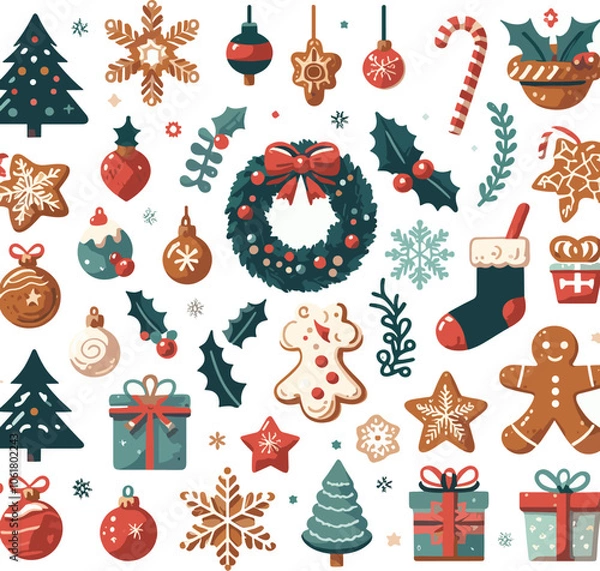 Fototapeta Christmas tree with a star on it vector illustration