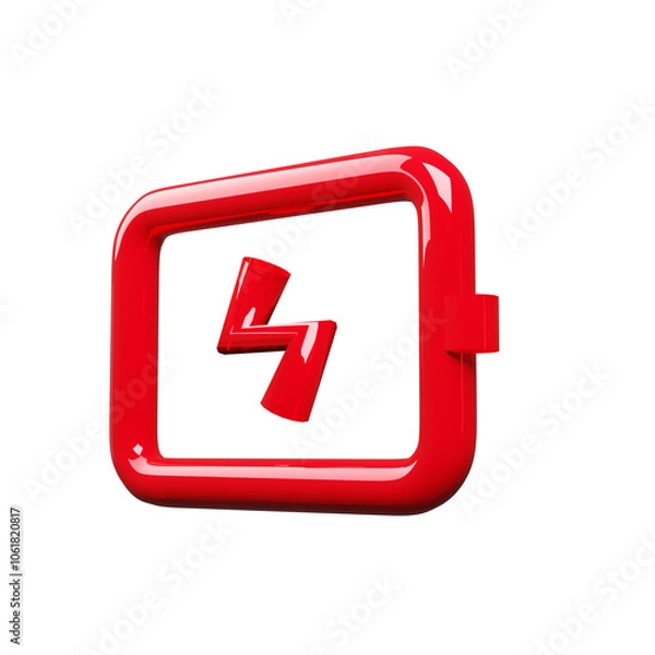 Fototapeta 3D Battery Icon Power and Energy Symbol on Transparent Background
