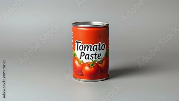 Fototapeta Tomato Paste Can on Grey Background