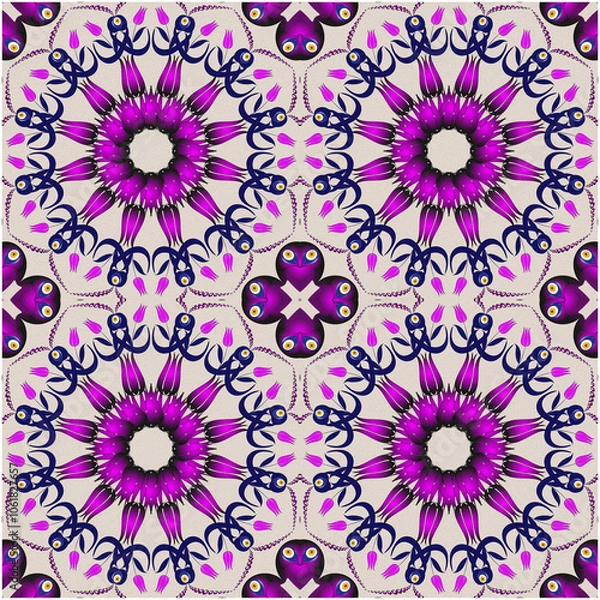 Fototapeta Retro Tile patterns (evil eye pattern) Modern Ceramics - Wallpaper - Digital printing - textile products.( Textured paper effect applied)