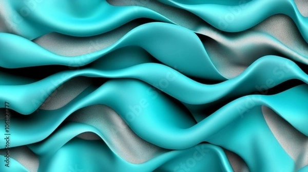Fototapeta Abstract Turquoise Waves Pattern 3D Rendered Design for Backgrounds and Textures