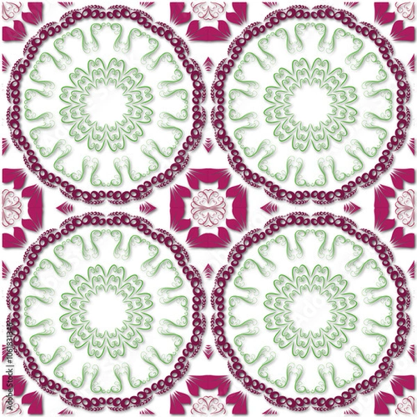 Fototapeta Retro Tile patterns (evil eye pattern) Modern Ceramics - Wallpaper - Digital printing - textile products.( Textured paper effect applied)