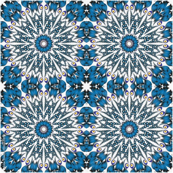 Fototapeta Retro Tile patterns (evil eye pattern) Modern Ceramics - Wallpaper - Digital printing - textile products.( Textured paper effect applied)