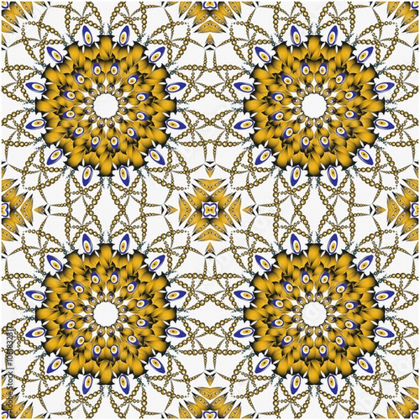 Fototapeta Retro Tile patterns (evil eye pattern) Modern Ceramics - Wallpaper - Digital printing - textile products.( Textured paper effect applied)