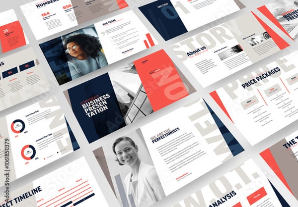 Fototapeta Business Presentation Slide Deck  Template
