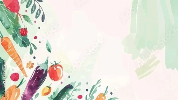 Obraz  High-resolution flat lay of colorful vegetables on white background, perfect for online organic store design, with ample space for text.