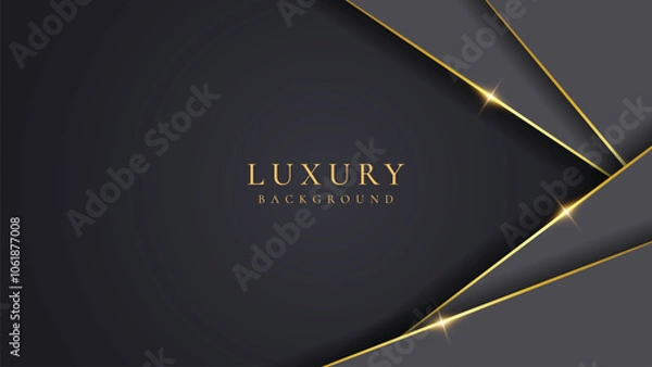 Fototapeta Abstract shape black and gold lines luxury background