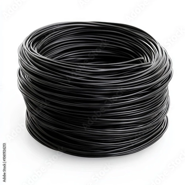 Obraz Black Electrical Wire Coil, Rolled Wire, Electrical Cable