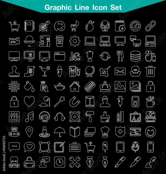 Obraz Graphic shop line icon set 