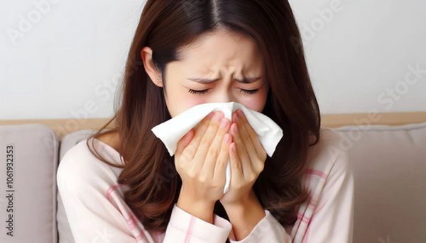 Obraz 코 감기 걸린 여성