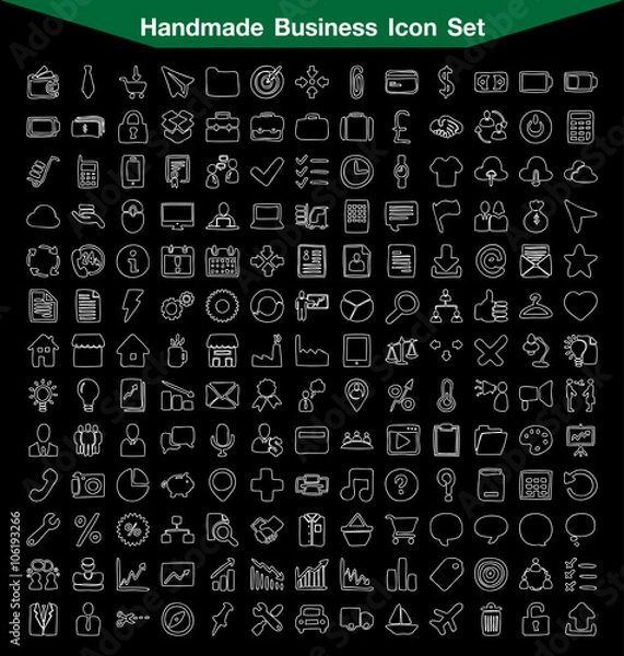 Obraz Handmade business line icon set