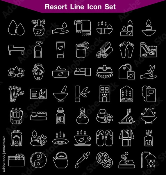 Fototapeta Resort line icon set