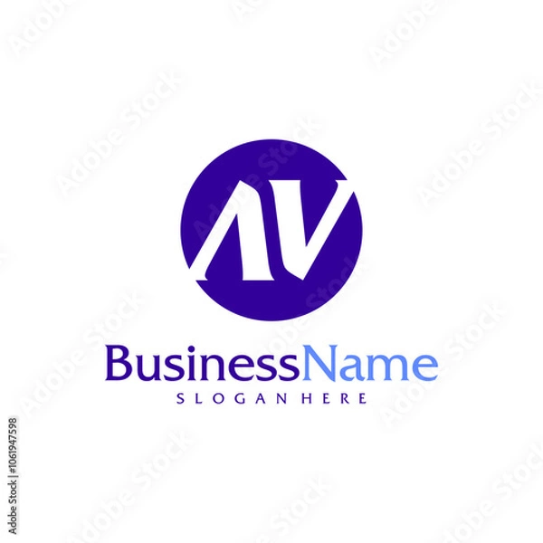 Fototapeta Modern letter AV logo design vector. Creative A V N logo concepts template