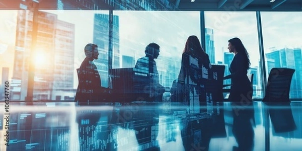 Fototapeta business formal meeting conference discussion with coworker shareholder or client concentrate private ideas created by ai