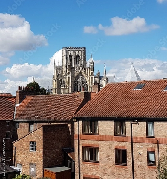 Fototapeta York Minster and the roofs of houses in the United Kingdom
