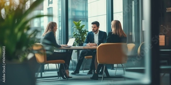 Fototapeta business formal meeting conference discussion with coworker shareholder or client concentrate private ideas created by ai