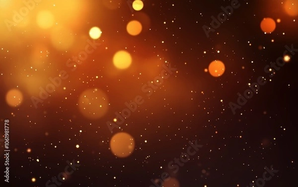Fototapeta A blurred background featuring golden bokeh lights against a warm, dark backdrop, creating a festive ambiance.