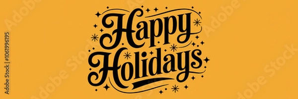 Fototapeta Elegant vintage lettering wishing happy holidays on orange golden background banner or header