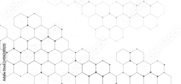 Fototapeta Abstract grey hexagon pattern with dots