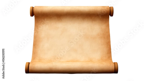 Obraz Vintage scroll with a blank surface isolate on transparent background, png, cutout