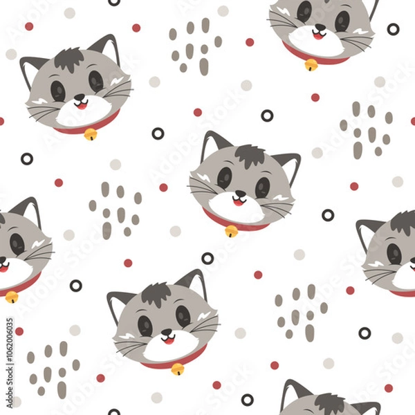 Fototapeta Cute Cat Vector Pattern Fashion Design 