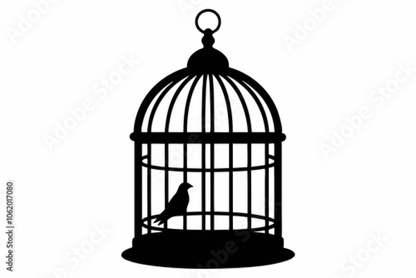 Obraz 
Bird cage silhouette vector, vintage birdcages with bird, bird cage icon
