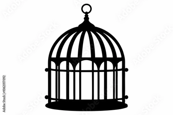 Obraz 
Bird cage silhouette vector, vintage birdcages with bird, bird cage icon
