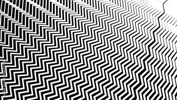 Fototapeta Black and white seamless zig zag pattern abstract background