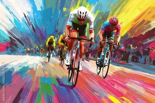 Obraz Abstract colorful road cycling sports race illustration