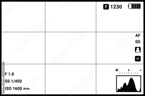 Fototapeta Camera viewfinder. Camera screen display. Photo frame vector design.